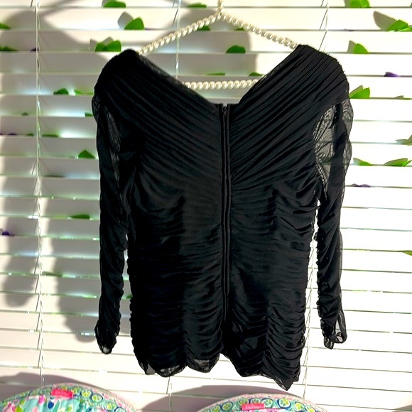Tadashi black surplice wrap look ruched top - Picture 3 of 6